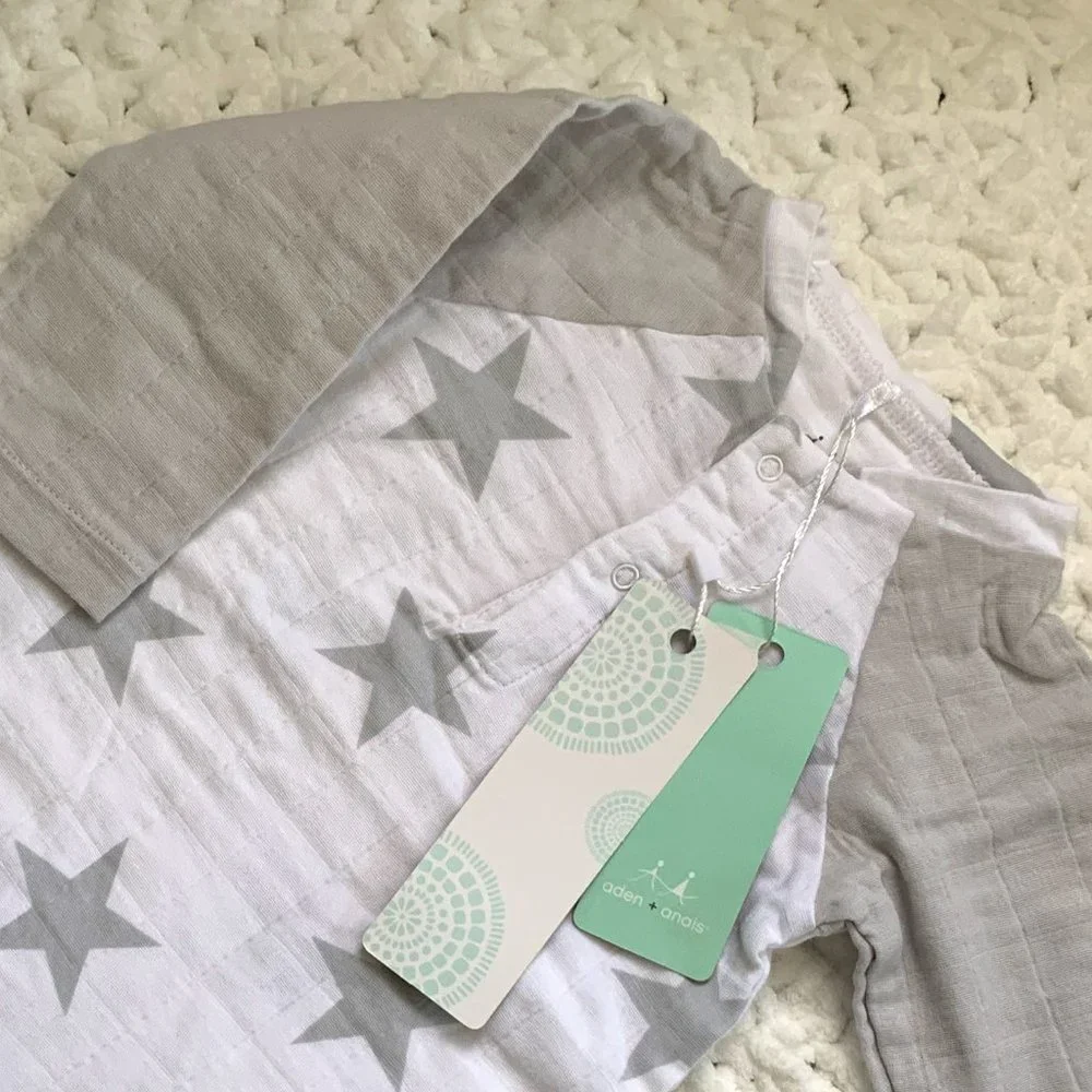 NWT Baby ADEN + ANAIS Onesie Romper (White/Gray) 3-6M - Picture 6 of 6